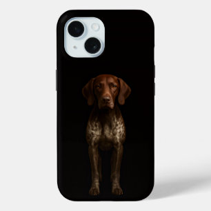 Étui iPhone 15 Black 4 Luxe, chien Braque allemand