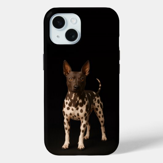 Étui iPhone 15 Black 4 Luxe, chien Terrier nu (Verso)