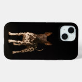 Étui iPhone 15 Black 4 Luxe, chien Terrier nu (Verso (horizontal))