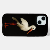 Étui iPhone 15 Black 4 Luxe, Cigogne Élégante (Verso (horizontal))