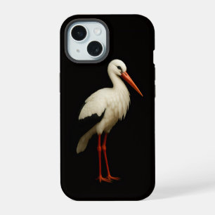 Étui iPhone 15 Black 4 Luxe, Cigogne Élégante