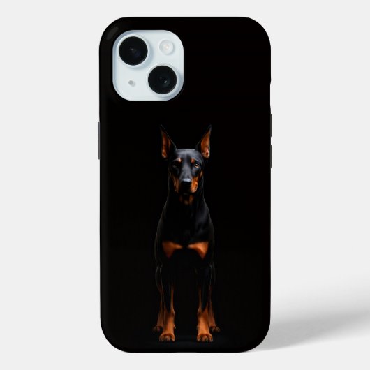 Étui iPhone 15 Black 4 Luxe, Doberman Gardien (Verso)