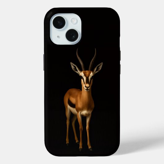 Étui iPhone 15 Black 4 Luxe, Gazella Élégante (Verso)