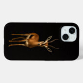 Étui iPhone 15 Black 4 Luxe, Gazella Élégante (Verso (horizontal))