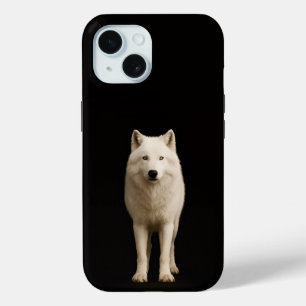 Étui iPhone 15 Black 4 Luxe, Loup Arctique Ivoire