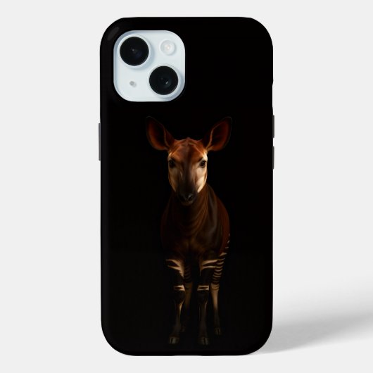 Étui iPhone 15 Black 4 Luxe, Okapi de la forêt (Verso)