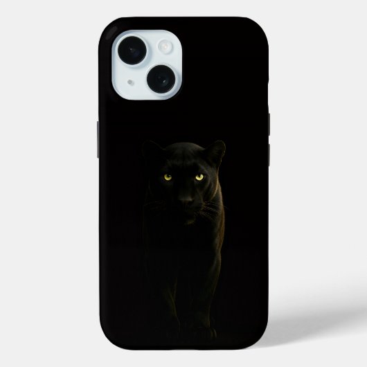 Étui iPhone 15 Black 4 Luxe, Panthère noire (Verso)
