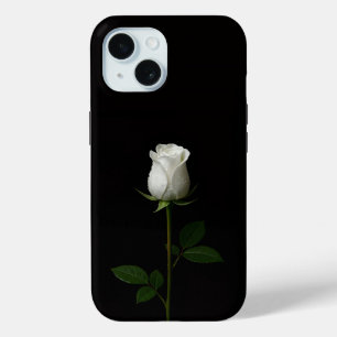 Étui iPhone 15 Black 4 Luxe, Rose Blanche Pure