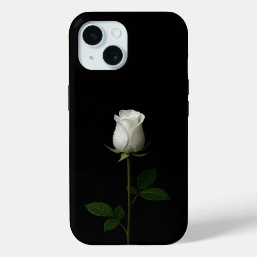 Étui iPhone 15 Black 4 Luxe, Rose Blanche Pure (Verso)