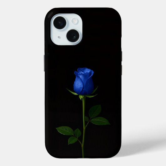 Étui iPhone 15 Black 4 Luxe, Rose Bleu de Minuit (Verso)
