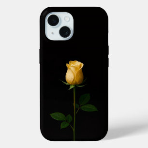 Étui iPhone 15 Black 4 Luxe, Rose Jaune Ensoleillé