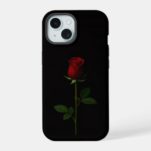 Étui iPhone 15 Black 4 Luxe, Rose Rouge Velours