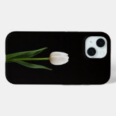 Étui iPhone 15 Black 4 Luxe, Tulipe blanche perle (Verso (horizontal))