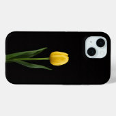 Étui iPhone 15 Black 4 Luxe, Tulipe jaune doré (Verso (horizontal))