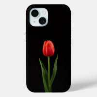 Étui iPhone 15 Black 4 Luxe, Tulipe Rouge Rubis
