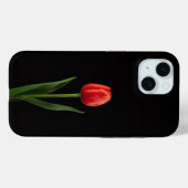 Étui iPhone 15 Black 4 Luxe, Tulipe Rouge Rubis (Verso (horizontal))