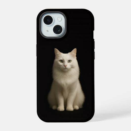Étui iPhone 15 Case-Mate Black 4 Luxe, Chat Angora (Verso)