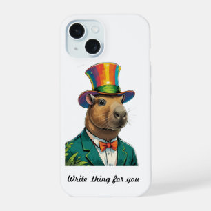 Étui iPhone 15 Chapeau Haut de Capybara Élégant Co
