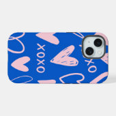 Étui iPhone 15 Cœurs XOXO (Verso Horizontal)