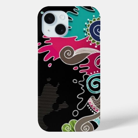 Étui iPhone 15 couleur abstrait psychédélique (Verso)