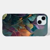 Étui iPhone 15 Fleurs et Oiseaux Violet & Orange – (Verso (horizontal))