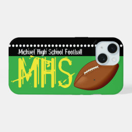 Étui iPhone 15 Football Ajoutez Votre Nom