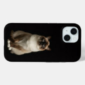 Étui iPhone 15 Luxe Noir 4, Chat Birman (Verso (horizontal))