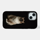 Étui iPhone 15 Luxe Noir 4, Chat Birman (Verso Horizontal)