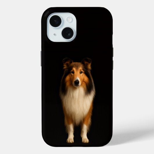 Étui iPhone 15 Luxe Noir 4, Chien Colley Loyal (Verso)