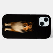 Étui iPhone 15 Luxe Noir 4, Chien Colley Loyal (Verso (horizontal))