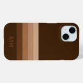 Étui iPhone 15 Monogramme Rayures Classiques (Verso (horizontal))