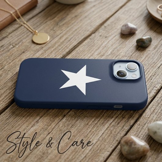 Étui iPhone 15 motif étoile classique bleu marine