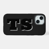 Étui iPhone 15 personnalisé avec initiales grasses (Verso Horizontal)