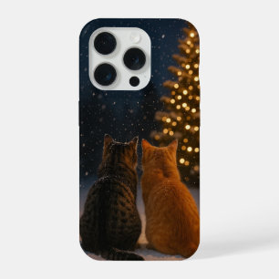 Étui iPhone 15 Pro Couple de Chats de Noël