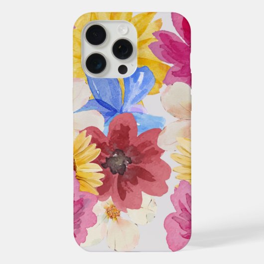 Étui iPhone 15 Pro Fleurs Multi-Couleurs (Verso)