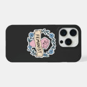 Étui iPhone 15 Pro Floral Féministe (Verso Horizontal)