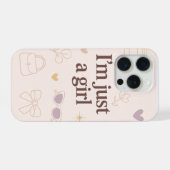 Étui iPhone 15 Pro « Je suis juste une fille » est (Verso Horizontal)