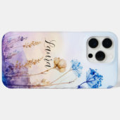 Étui iPhone 15 Pro Max aquarelle florale, cool (Verso (horizontal))