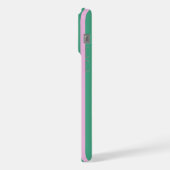 Étui iPhone 15 Pro Max avec rayures vertes et rose (Côté gauche)