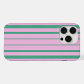Étui iPhone 15 Pro Max avec rayures vertes et rose (Verso Horizontal)
