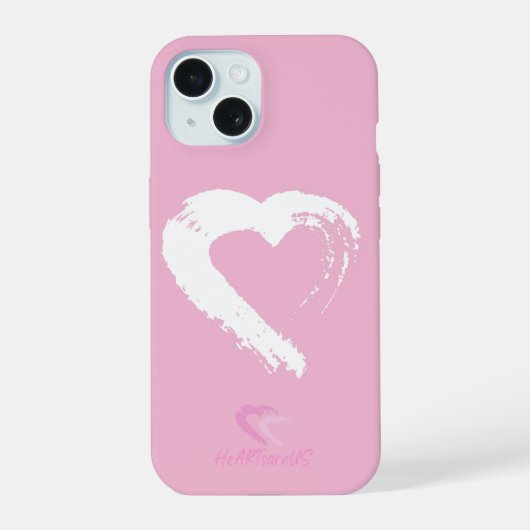 Étui iPhone 15 rose à cœur blanc (Verso)