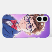 Étui iPhone 16 Graphique Portrait de Garçon Anime (Verso (horizontal))