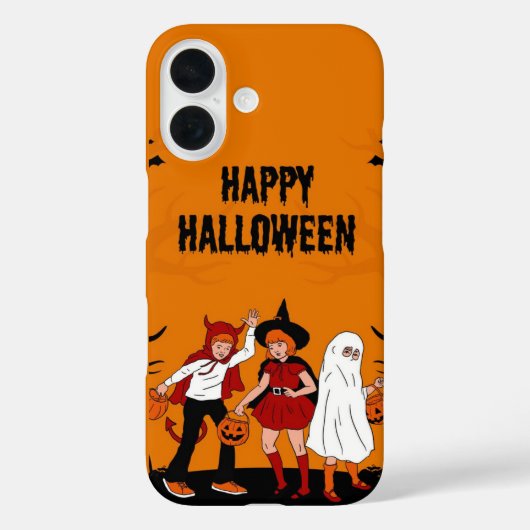 Étui iPhone 16 Halloween effrayant – Citrouille, F (Verso)