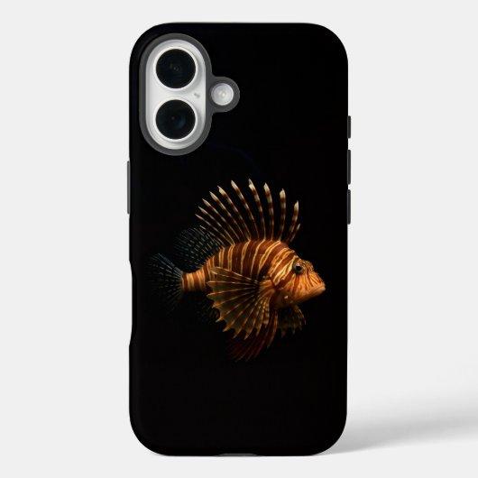 Étui iPhone 16 Mate Black 4 Luxe, Poisson-lion rou (Verso)