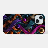 Étui iPhone 3D Liquide Or Teal Magenta (Verso Horizontal)