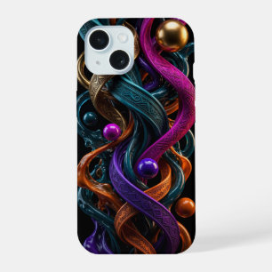 Étui iPhone 3D Liquide Or Teal Magenta