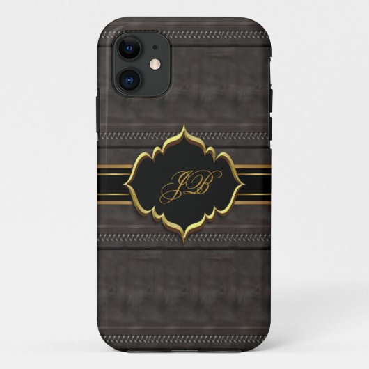 Étui iPhone 5 Case-Mate Or Noir Aspect Cuir (Dos)
