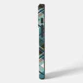 Étui iPhone à carreaux bleu sarcelle marron (Verso / Gauche)