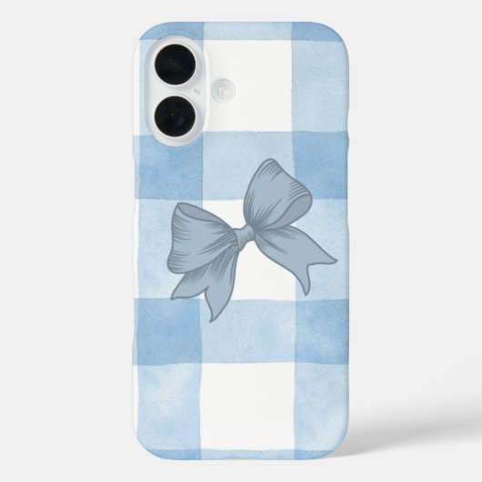 Étui iPhone à carreaux bleus mignon. (Verso)