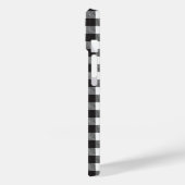 Étui iPhone à carreaux buffle noir et blanc (Verso / Gauche)